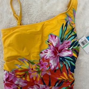 NWT Bleu by Rod Beattie Multi Beachy Keen One Shoulder One Piece Swimsuit 8